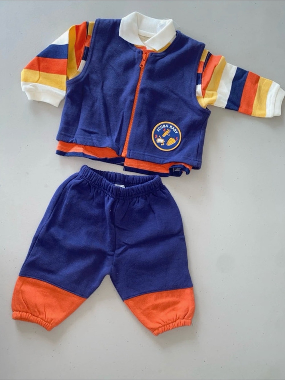 Vintage Baby Boy 3 Piece Outfit Set 6 Months Scuba Baby